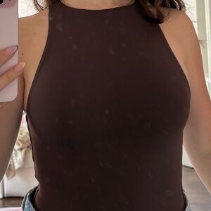 Women's Brown Sleeveless Bodysuit
